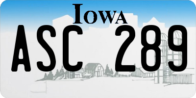 IA license plate ASC289