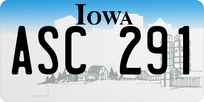 IA license plate ASC291