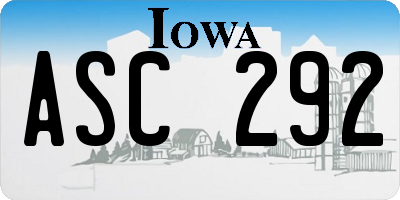 IA license plate ASC292
