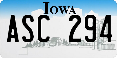 IA license plate ASC294