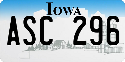 IA license plate ASC296