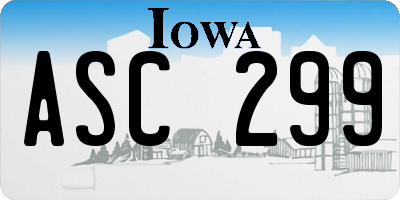 IA license plate ASC299