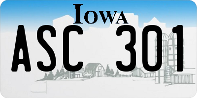 IA license plate ASC301