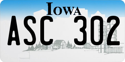 IA license plate ASC302