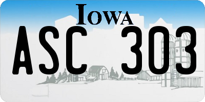IA license plate ASC303