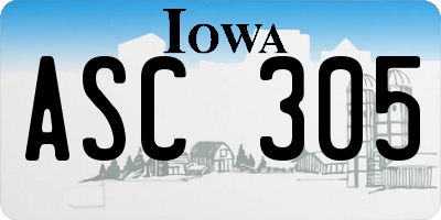 IA license plate ASC305