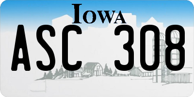 IA license plate ASC308