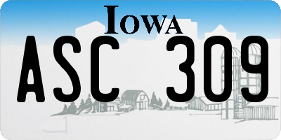 IA license plate ASC309