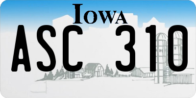 IA license plate ASC310