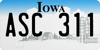 IA license plate ASC311