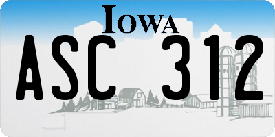 IA license plate ASC312