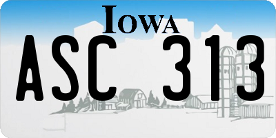 IA license plate ASC313