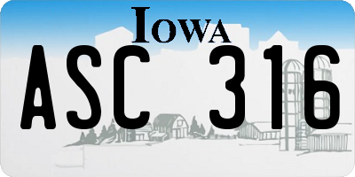 IA license plate ASC316