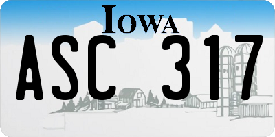 IA license plate ASC317