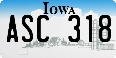 IA license plate ASC318