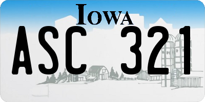 IA license plate ASC321