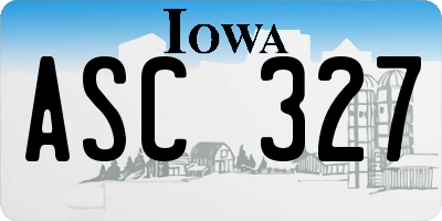 IA license plate ASC327