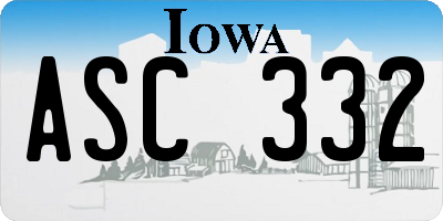 IA license plate ASC332