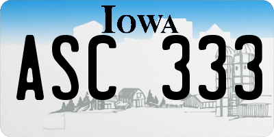 IA license plate ASC333