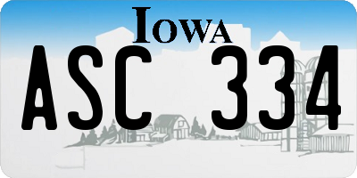 IA license plate ASC334