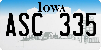 IA license plate ASC335