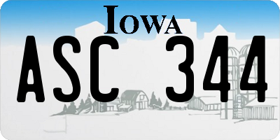 IA license plate ASC344