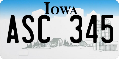 IA license plate ASC345