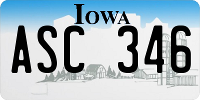 IA license plate ASC346