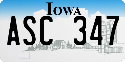 IA license plate ASC347