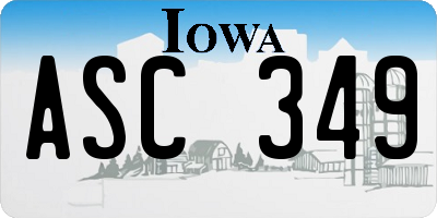 IA license plate ASC349