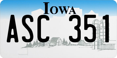 IA license plate ASC351