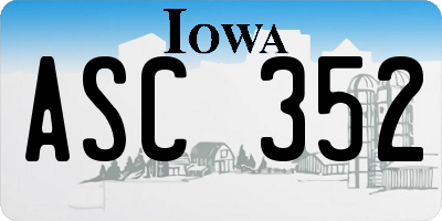 IA license plate ASC352