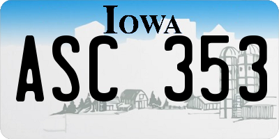 IA license plate ASC353