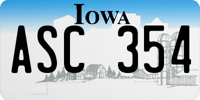 IA license plate ASC354