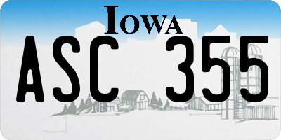 IA license plate ASC355