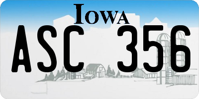 IA license plate ASC356