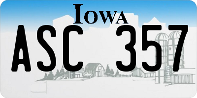 IA license plate ASC357