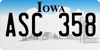 IA license plate ASC358