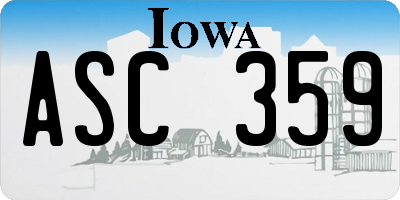 IA license plate ASC359