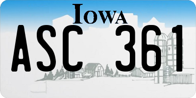 IA license plate ASC361