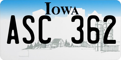 IA license plate ASC362