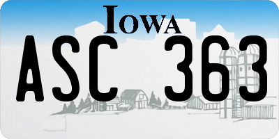 IA license plate ASC363