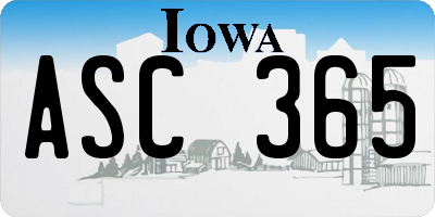 IA license plate ASC365