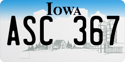 IA license plate ASC367