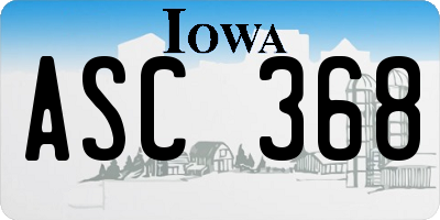 IA license plate ASC368