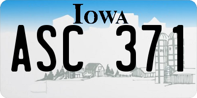 IA license plate ASC371