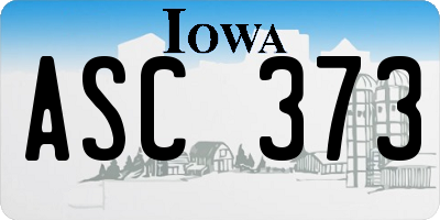 IA license plate ASC373