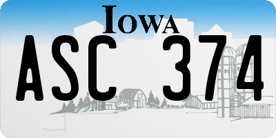 IA license plate ASC374