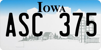 IA license plate ASC375