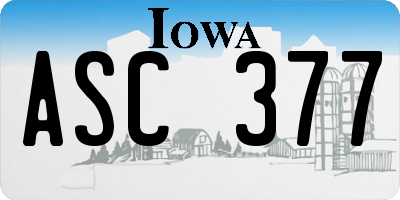 IA license plate ASC377